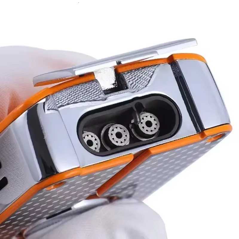New Cigar Lighter Metal Windproof Triple Flame Jet Butane Lighter with Cigar Knife Cigar Accessories Mens Gift Y251008