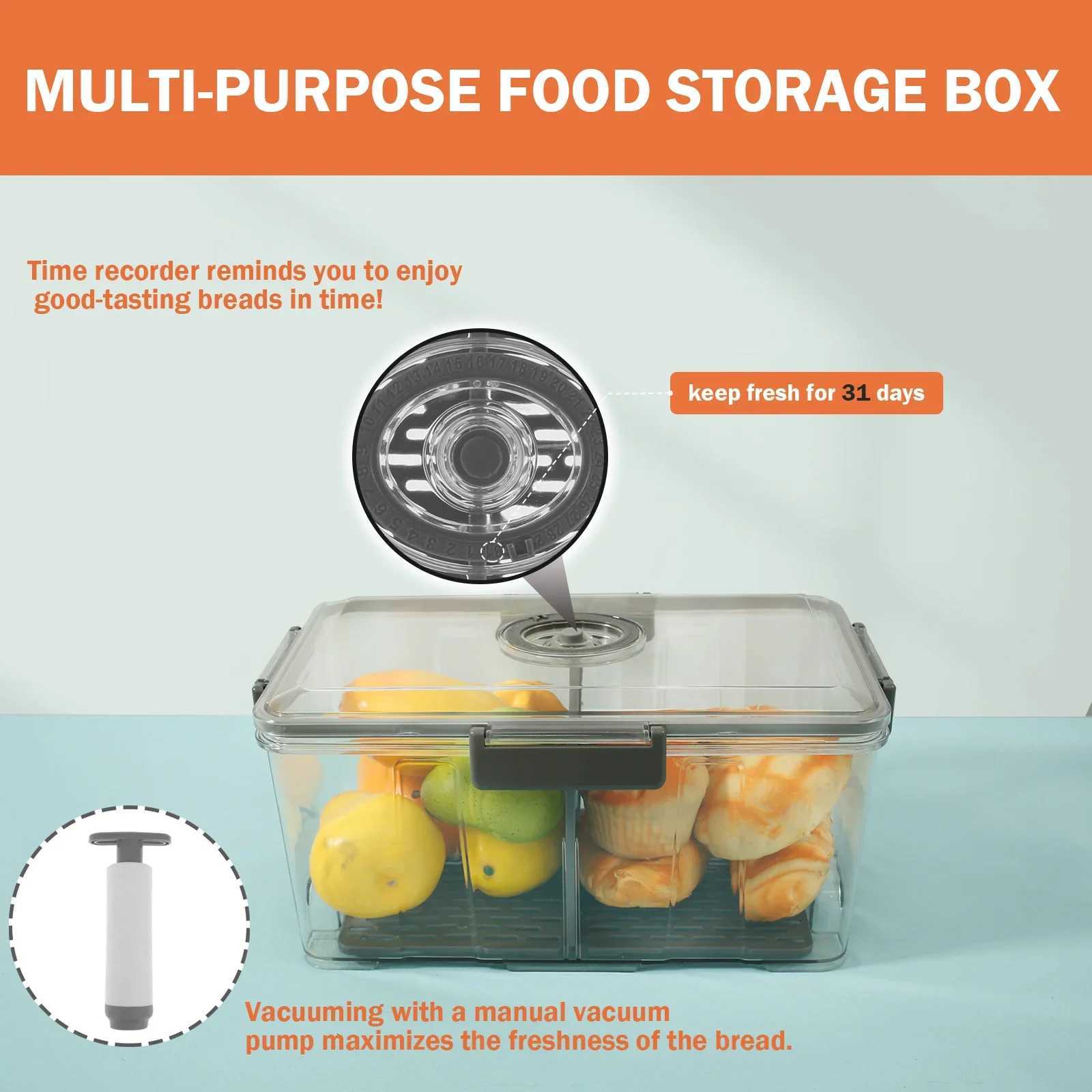 Kitchen Countertop Airtight Box Transparent 8Qt Bread Storage Container Extra Large with Lid Keeper for Homemade Toast Bagel C251008