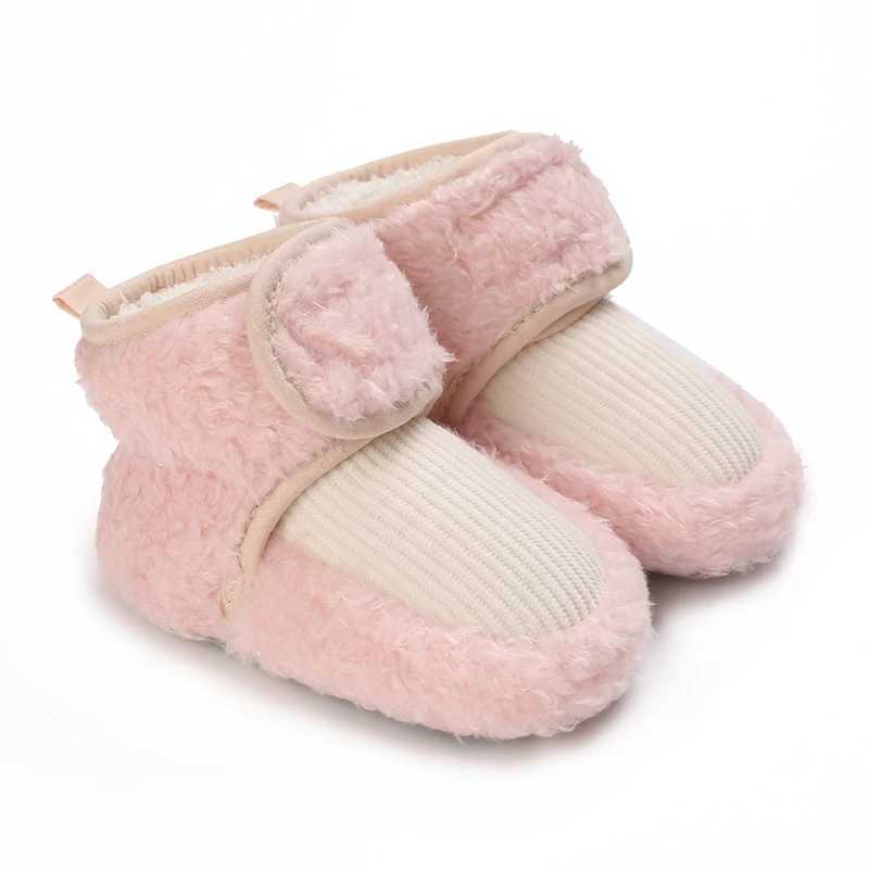Newborn Baby Autumn And Winter Shoes With Plush Insulation Soft Sole For Learning To Walk Cotton Shoes That Wont Fall Off C251008