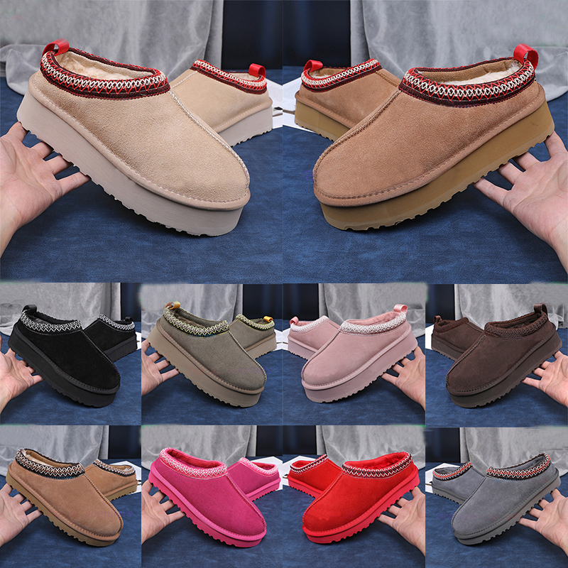 2025 boot Tazz Slippers tasman fur slides classic ultra mini platform boot Suede Shearling Disquette Slipper men women shoes Ankle mules winter designer booties