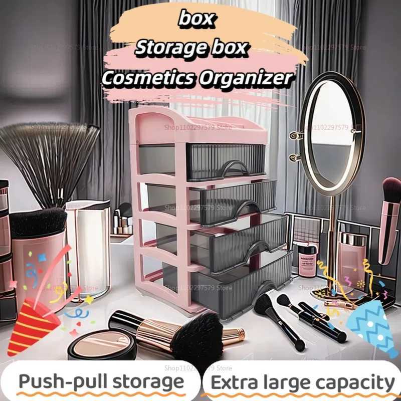 Luxury Light Desktop Storage Box Drawer for Cosmetics Jewelry Makeup Organizer MultiLayer Dorm Room Shelf C251008