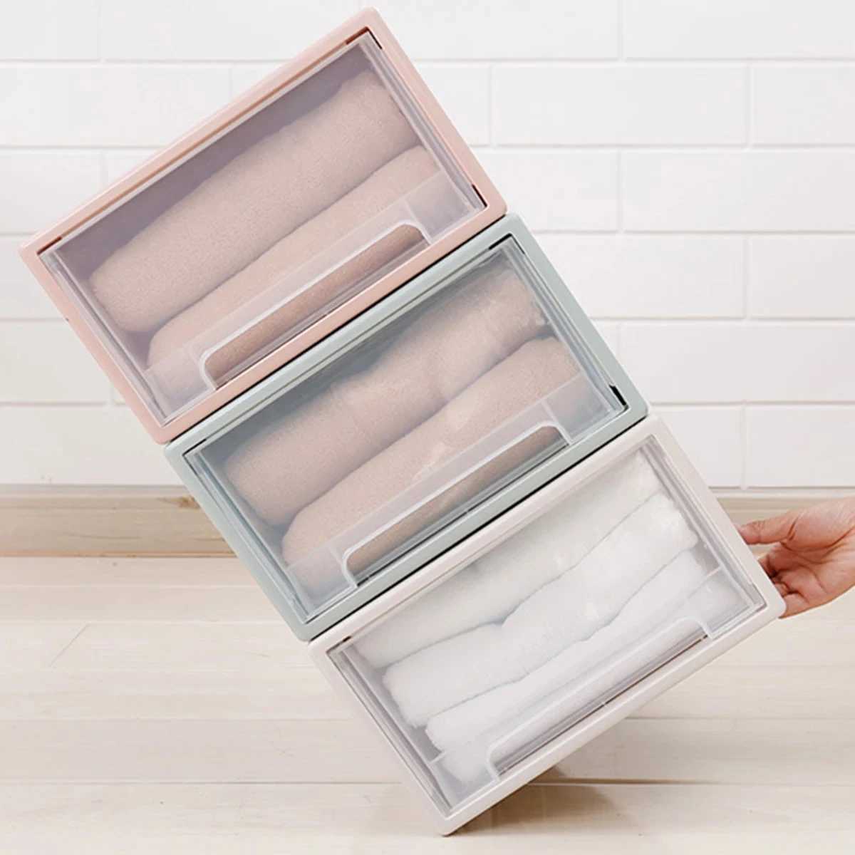 Plastic Transparent Storage Drawer Box Wardrobe Clothing Storage Box Clothes Storage Box Quilt Storage Drawer Type Organizer Box C251008