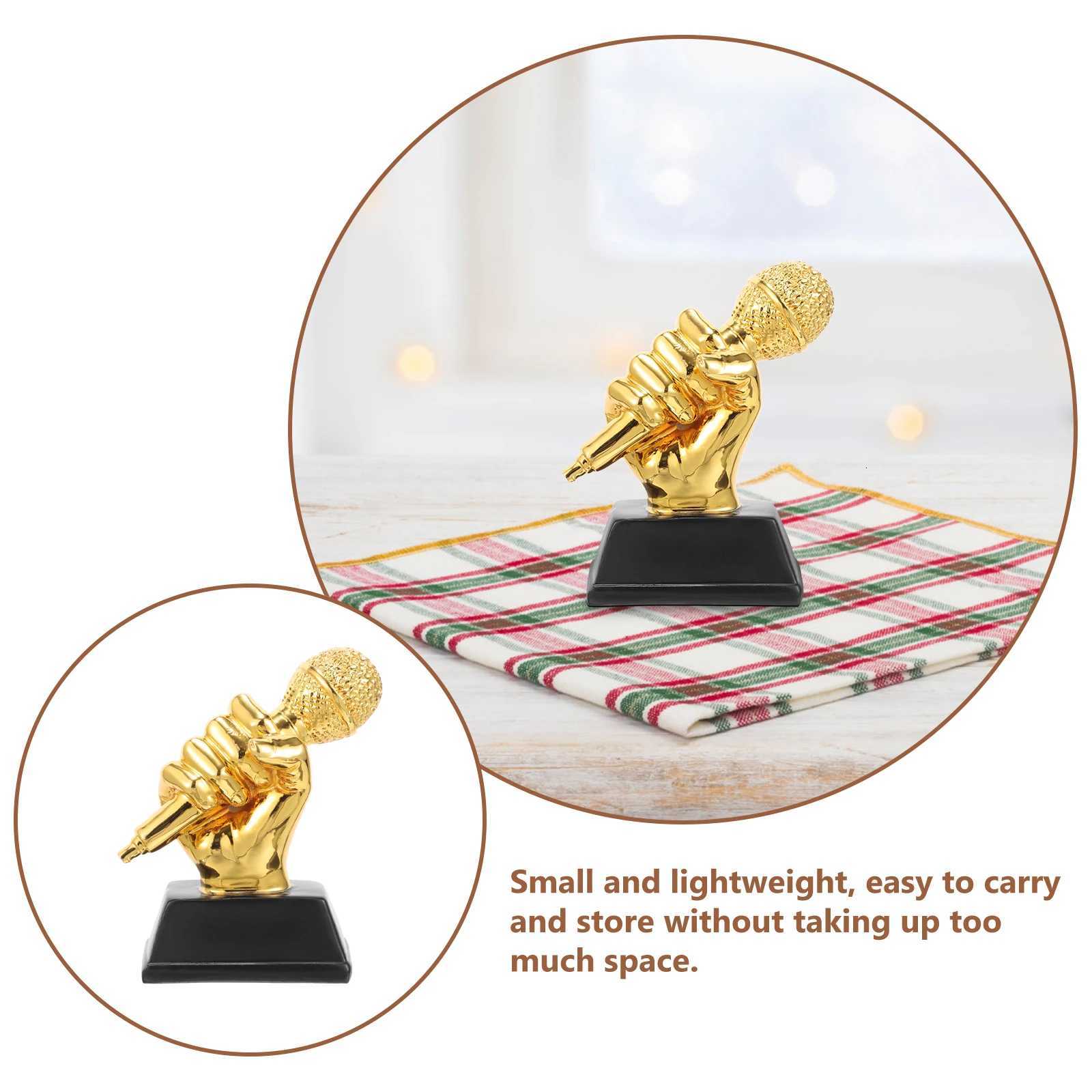 Microphone Trophy Award Singing Party sic Decor Trophies Resin Speech Accessory Children Karaoke Small Dance Souvenirs gifts Y251008