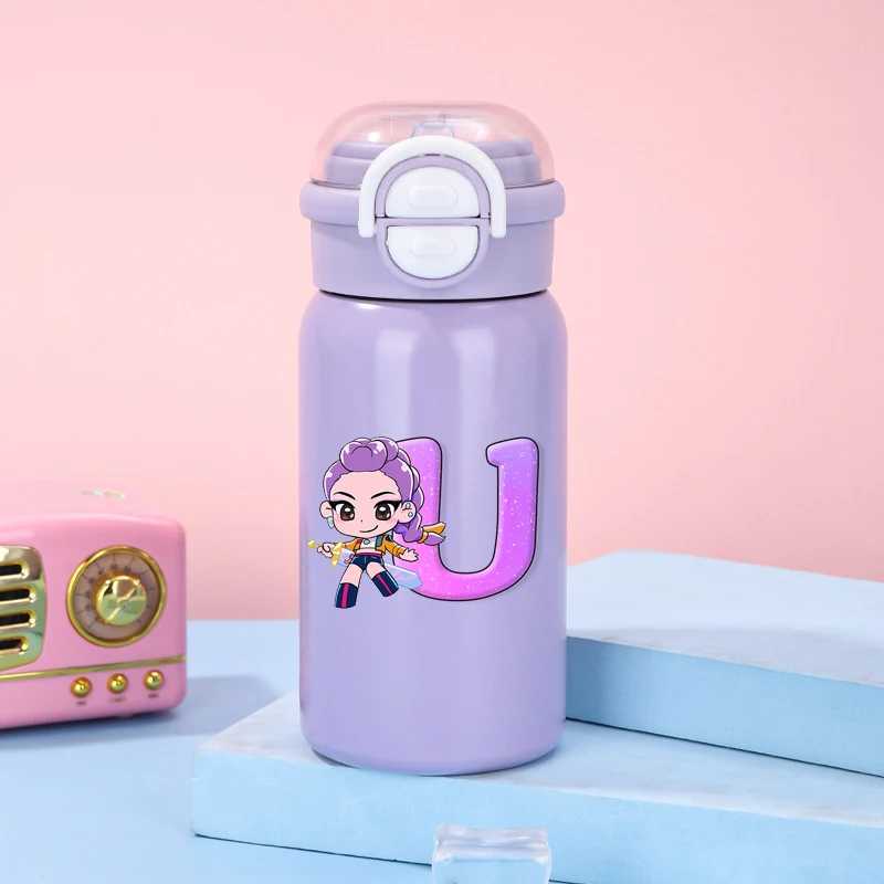 Kpop Demon Hunters Stainless Steel Insulated Cup for Women Anime Cartoon Fashion Water Cups Students Portable Draw Cup Gifts C251008