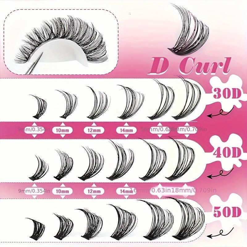 DIY false eyelashes 9-18mm mixed length eyelash book 30D, 40D, 50D, 60D glue tool set D curl W250627