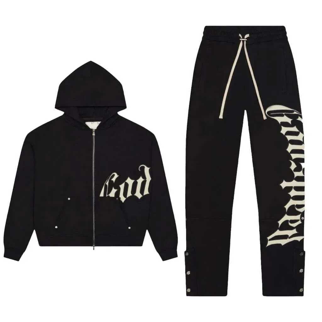 Y2k Retro Zipper Hoodie and Sweatpants 2piece Set Washed Cotton Men Women Tracksuit Gothic Letter Loose Sweatshirt Jogger Suit L251008