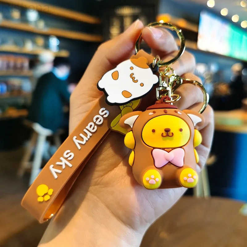 Sanrio Hello Kitty Kuromi Keychain Cinnamon Roll Pudding Doll Womens Backpack Charm Backpack Accessory Toy Doll Keychain H251114