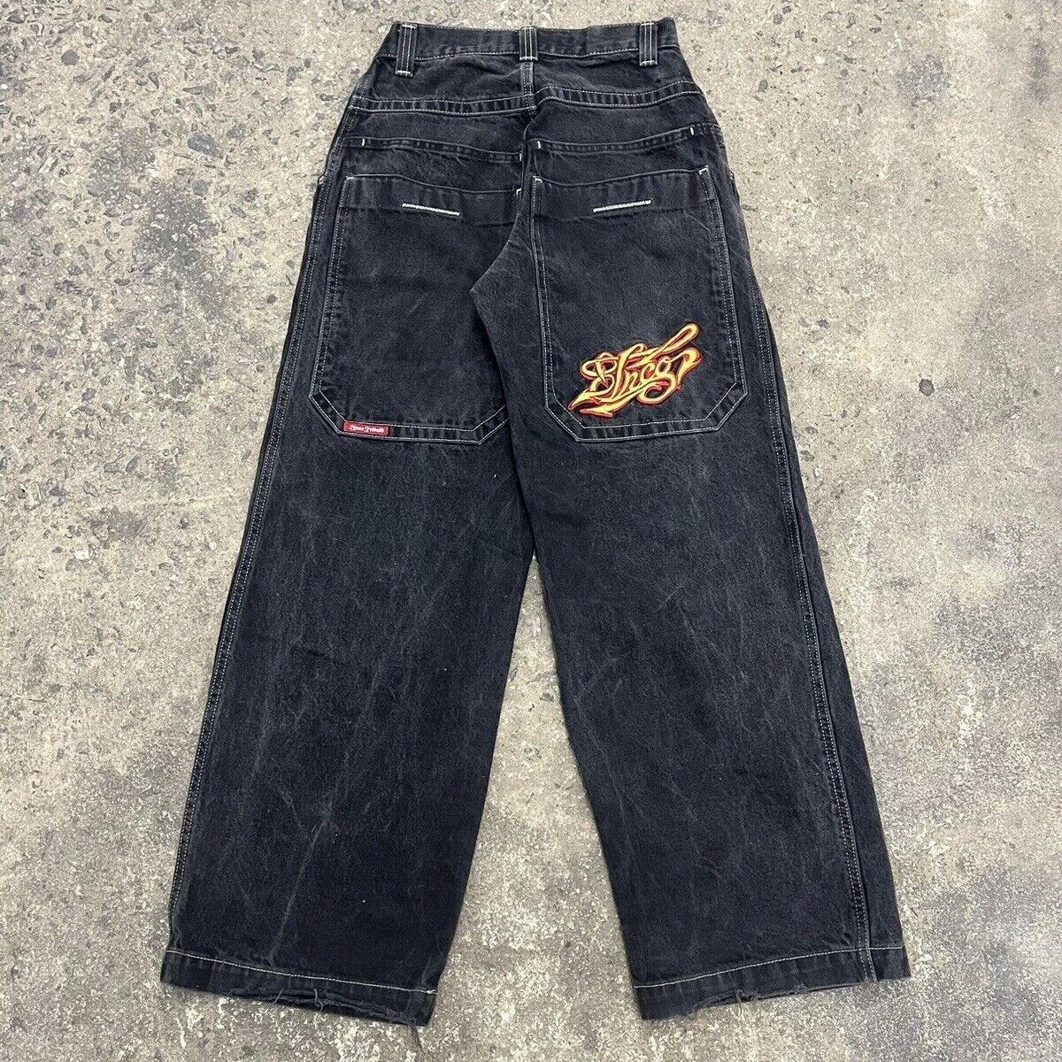 ins jeans men and women american personality printing straight pants fall and winter street style loose black jeans 250210