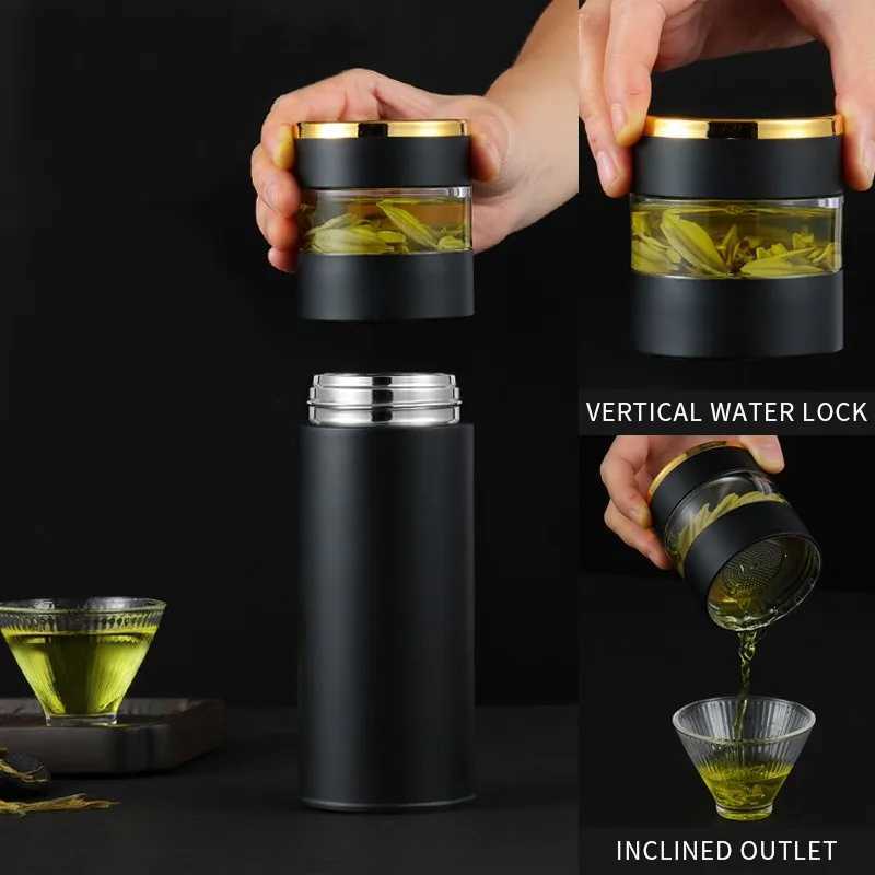 Cups Intelligent 304 Stainless Steel Vacuum Cup Temperature LED Display Tea Cup With Glass Partition Tea And Water Vacuum Bottle C251008