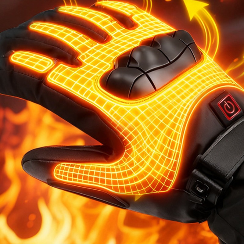 Winter Heated Gloves With Battery Case Skiing Outdoor Non-slip Electric Heated Gloves Waterproof Gloves Touch Screen Motorcycl 250819