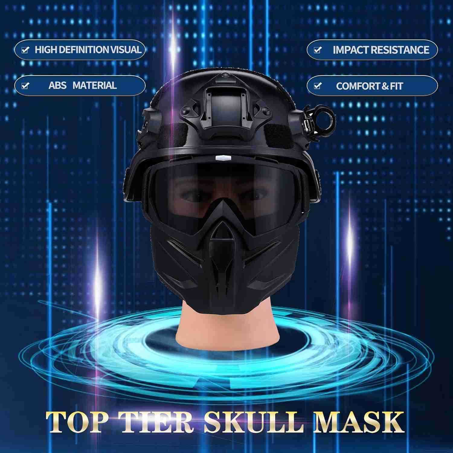 Airsoft Helmet and Mask Tactical Full Face Skull Mask Military Paintball Helmet with NVG Mountand Side Rail Complete Airsoft Gear W251008