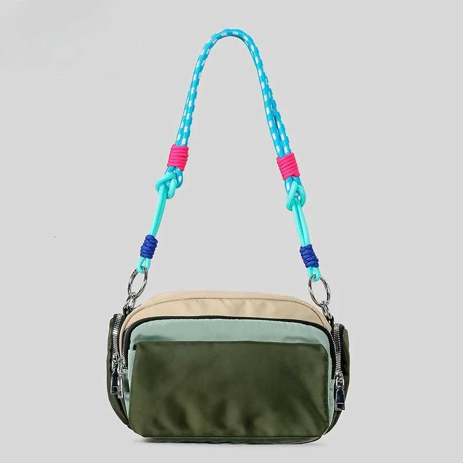 Waterproof Nylon Handbag Threecolor Rainbow Single Shoulder Crossbody Small Square BagT251007