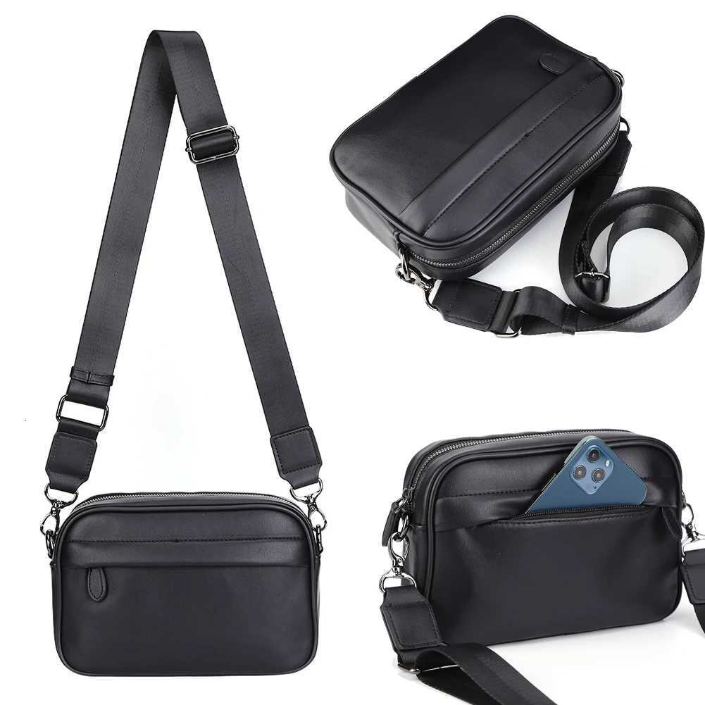 Luxury Business Shoulder Bag for Men Design Plaid PU Leather Messenger Bag Crossbody Bag Casual Zipper Small Square Sling BagT251007