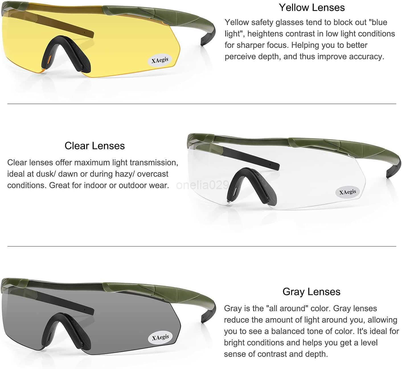 hooting Glasses with 3 InterchangeabLE LEns High Eye PROtection W251008