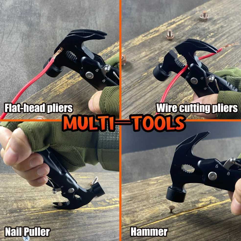 Multifunctional claw hammer multipurpose mini hammer outdoor camping and mountaineering tools multitool pliers mens gift J251121