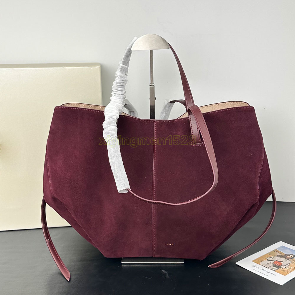 Luxury bag designer bag size 33cm SpringSummer New luxury handbag designer brown suede designer polenelies bag large capacity shopping bag Top Quality 8d4