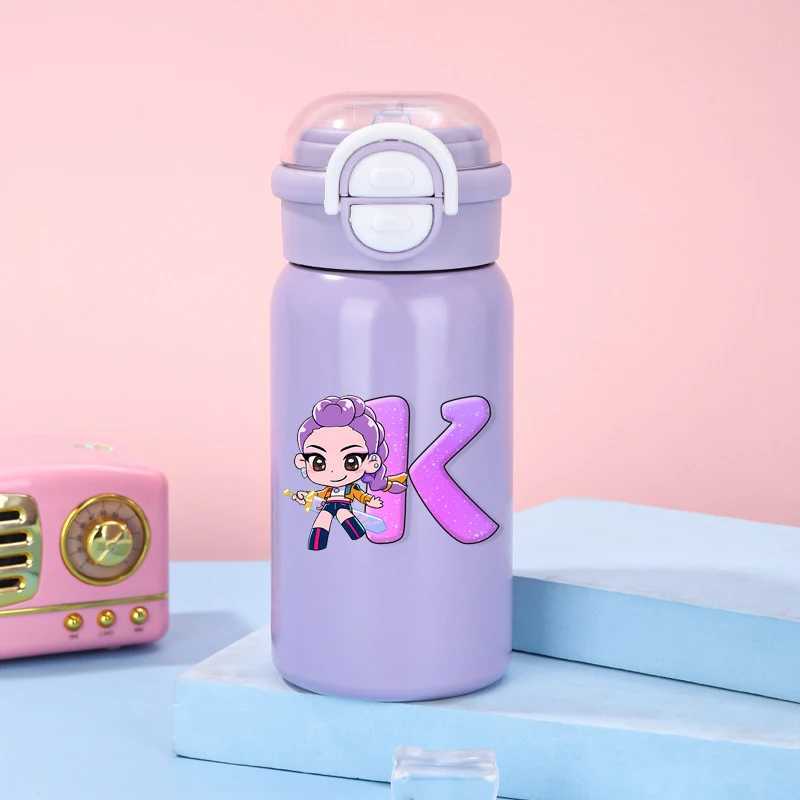 Kpop Demon Hunters Stainless Steel Insulated Cup for Women Anime Cartoon Fashion Water Cups Students Portable Draw Cup Gifts C251008