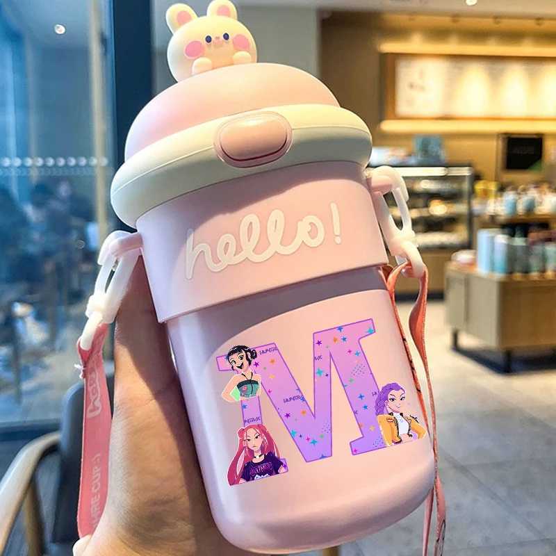 500ml Kpop Demon Hunters goodlooking Water Cup for Women Cartoon Letter AZ Printed Cups Girls Portable Fashion Water bottle C251008