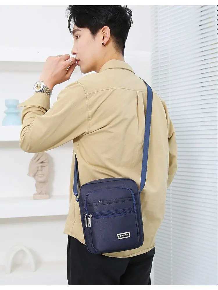 Waterproof Men Crossbody Bags Male Nylon Shoulder Bags Boy Messenger Bag Man Handbags For Travel Casual Large Satchel Grey BagsT251007