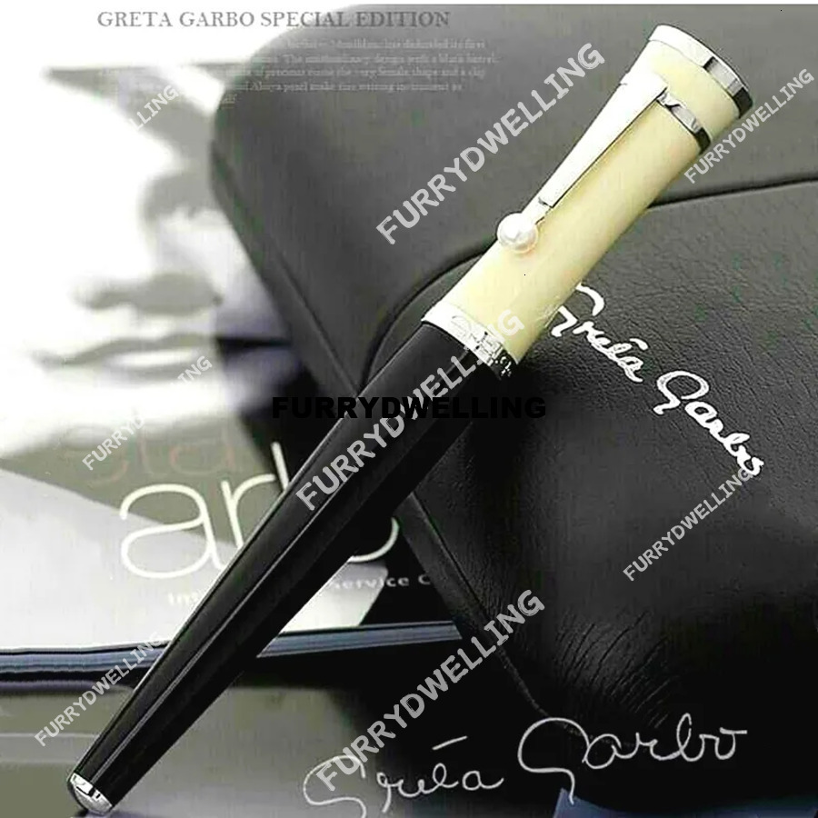 Wholesale Collection Monte Greta Garbo Black Resin Rollerball Ballpoint Dwe74 Pens Stationery Office School Writing Fountain Pen With Pearl Cap