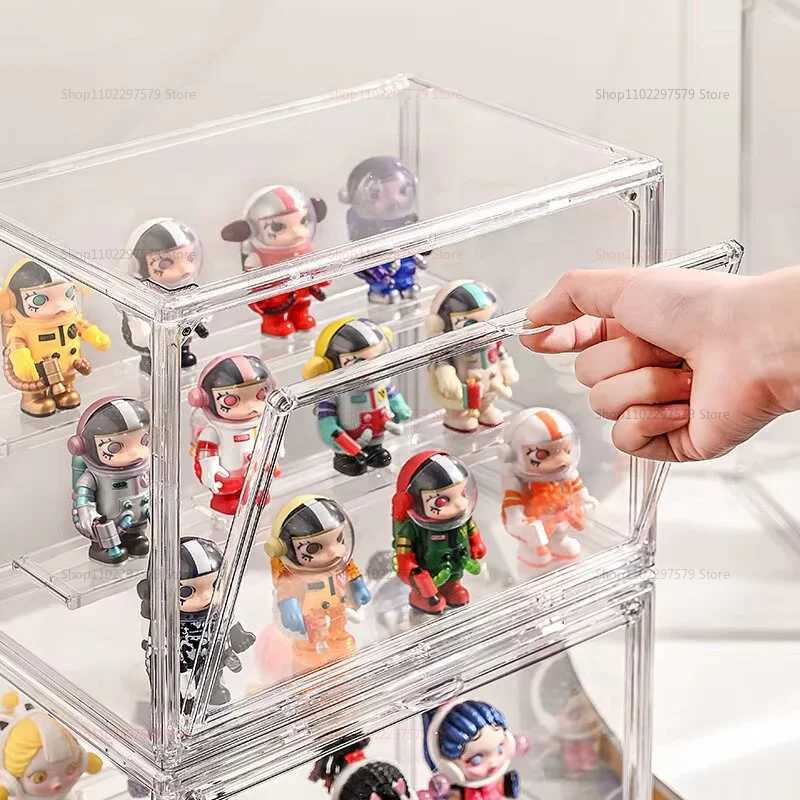 Large Capacity Storage Box Organizer for Figures Acrylic Box Clear Blind Box Showcase Makeup Organizer for Bag Display Dustproof C251008