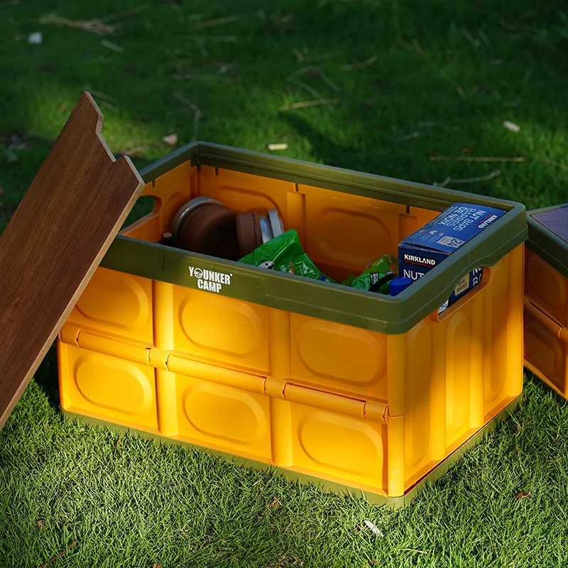 Foldable storage box with lid spacious durable easy to assemble perfect for organizing clothes books outdoor camping C251008