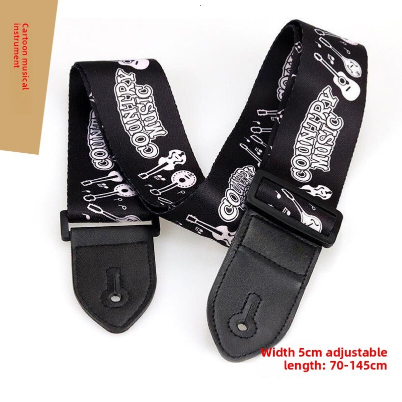 Adjustable PUNK Accessories Customizable Folk Acoustic Guitar Painted Printed PU Leather Strap