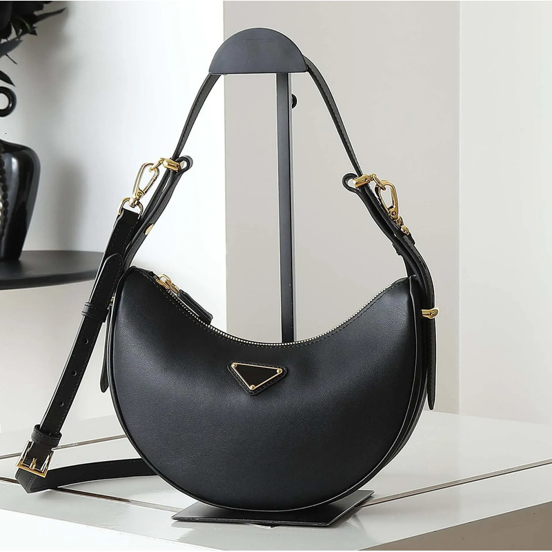 Designer Shoulder High Quality Women's handbag Purse Brown Cowhide leather Crossbody bag Fashion Half moon package Underarm Bag