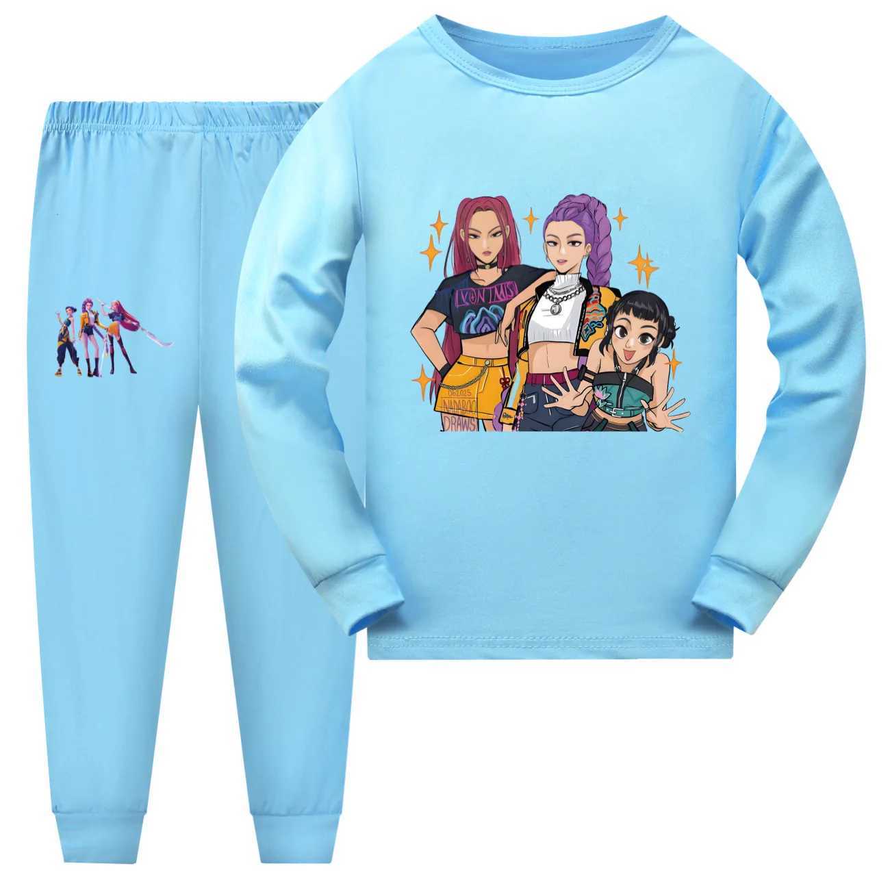 KPop Demon Hunters Huntrix Pyjamas Kids Pajamas Set Baby Girls Long Sleeve Tshirts Pants 2pcs Suit Child Sets Boy NightwearJ251008