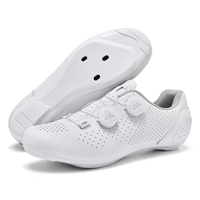Mens Professional Speed Road SPD Shoes Mens Flat Pedal Outdoor Cycling Shoes White 251009