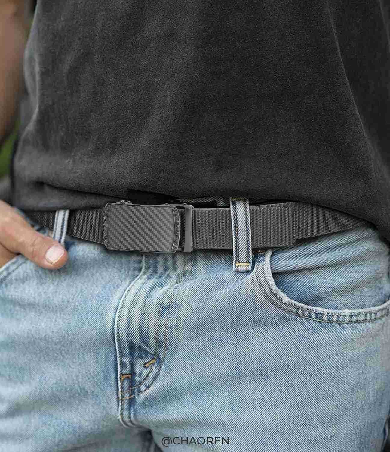Ratchet Belts for Men Casual Web Nylon Mens Belt Adjustable and Durable for Jeans W251009