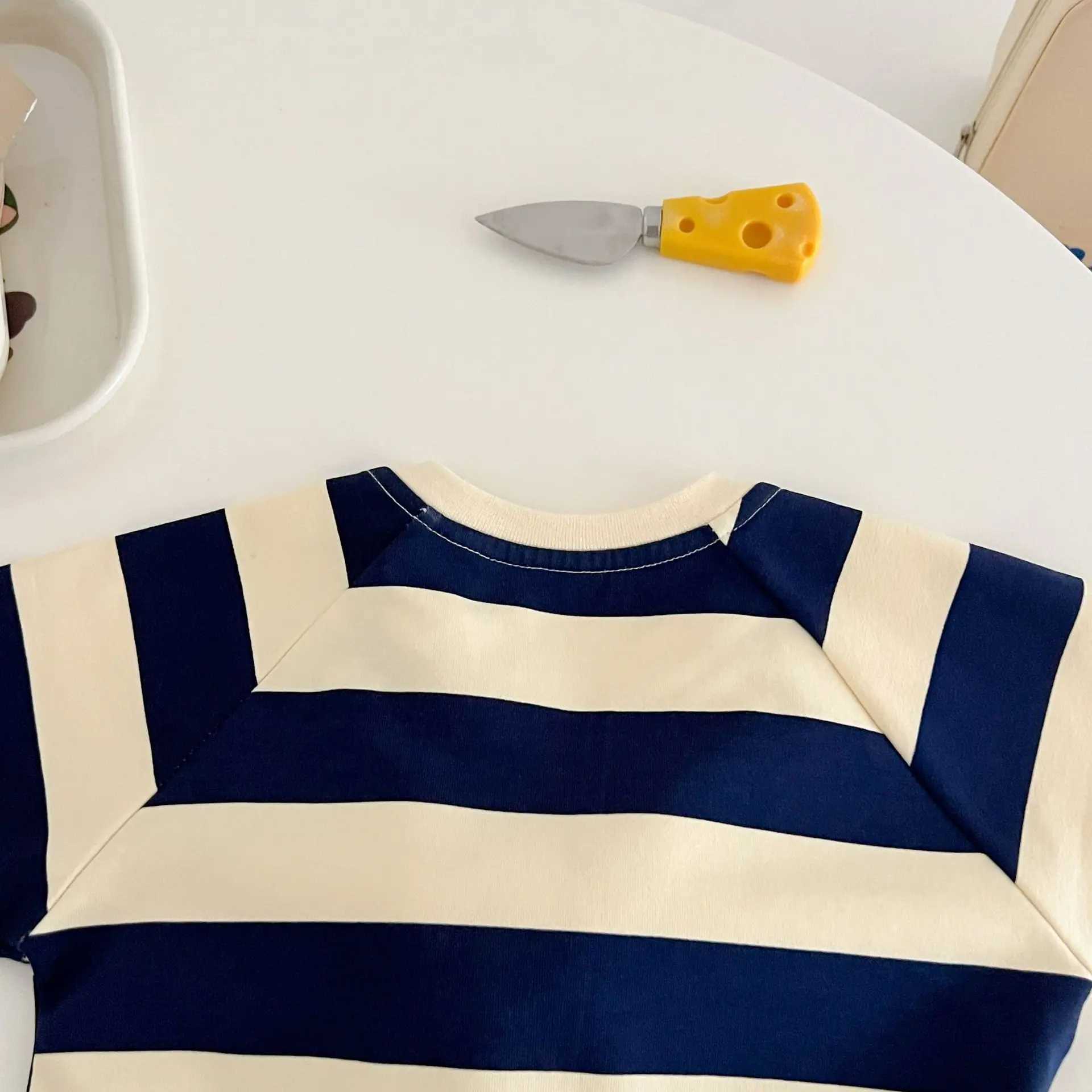 2024 New Autumn Romper for newborn Bear doll Applique Stripe Print Long Sleeve Romper Unisex Baby Outfit C251009