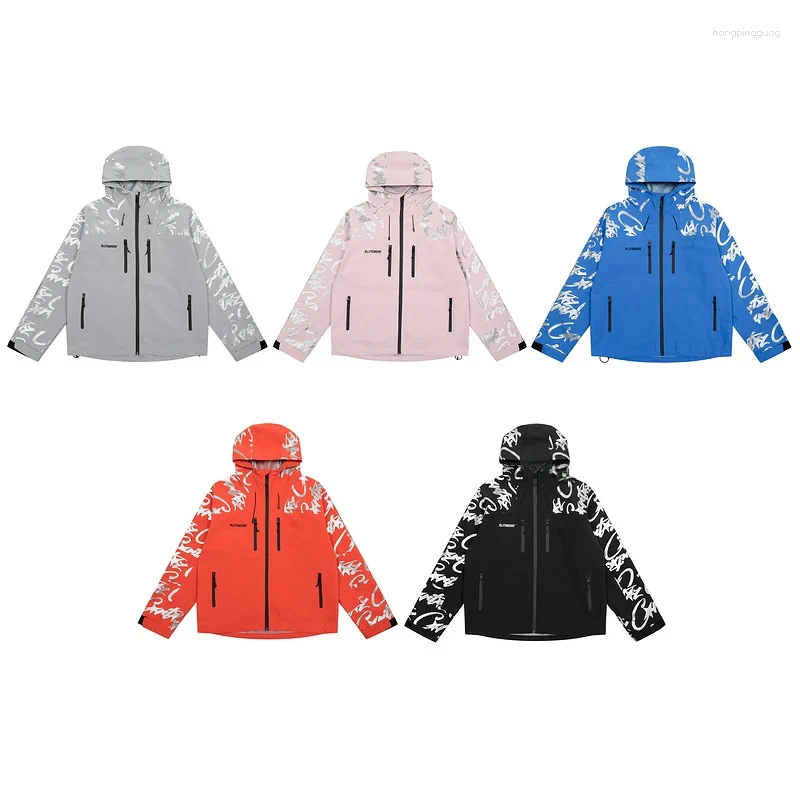 Men's Jackets Elitework Tee-Proof Hard Ell Jaet With Zipper And Printing Youthful Ular Outerwear For Men Windproof Breathable