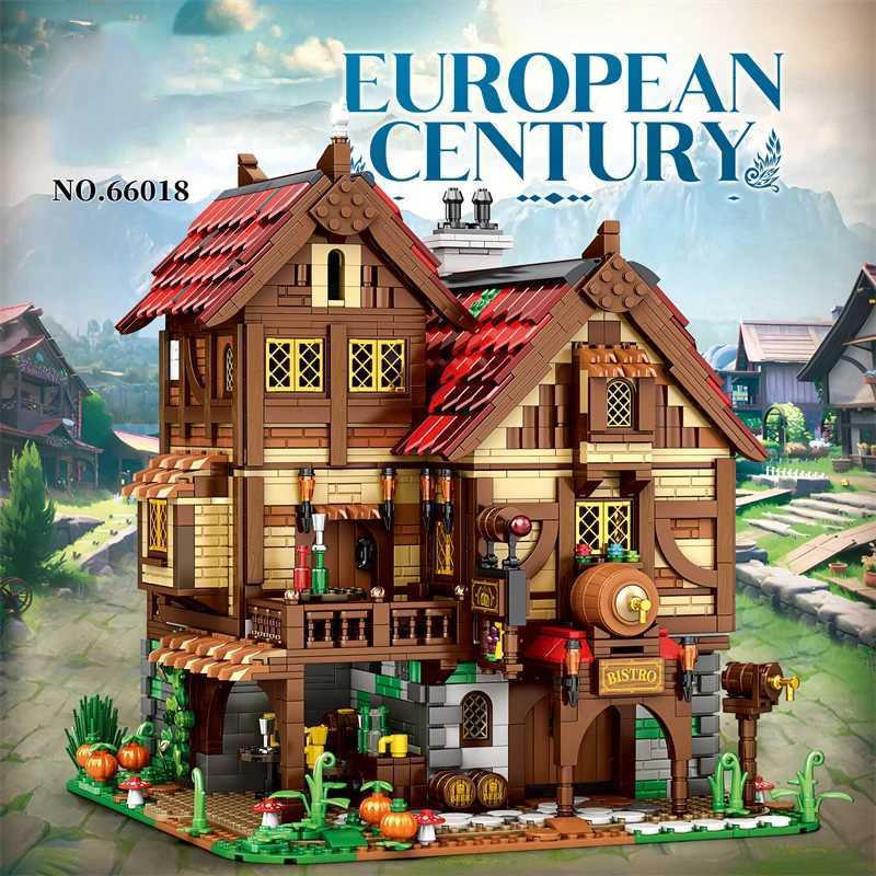 2868PCS Medieval Tavern Building Blocks European Street View Architecture MOC Model Brick Desktop Display Ornaments Toy For Kids F250109