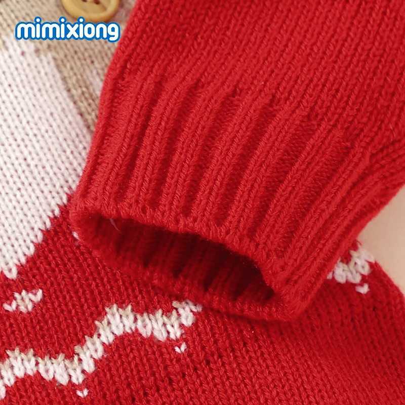 Baby Christmas Rompers Winter Long Sleeve Knit Newborn Boys Girls Outwear Jumpsuits Red Reindeer Toddler Playsuits Clothes 018m C251009