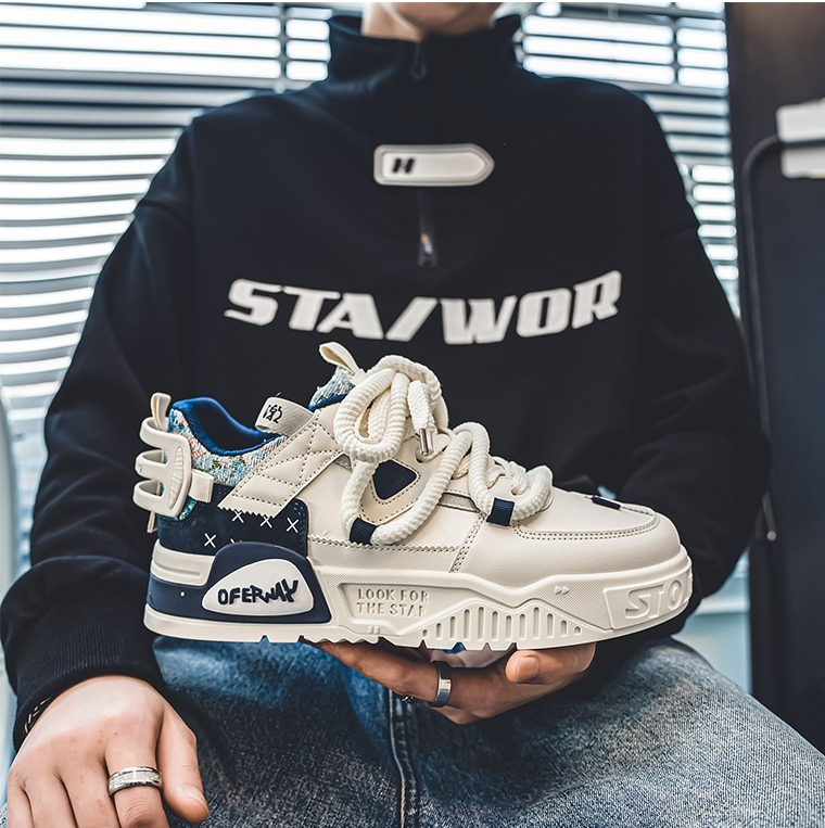 Free shipping Designer Fashion Retro Casual Sneakers with Contrast Color Detail and Chunky Sole Trendy Stylish Men's Shoes