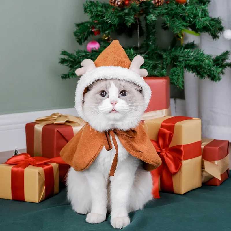 Christmas Elk Cat Cape Autumn Winter Cat Clothes British Shorthair British Pet Plush Jacket Christmas Pet Accessories C251009