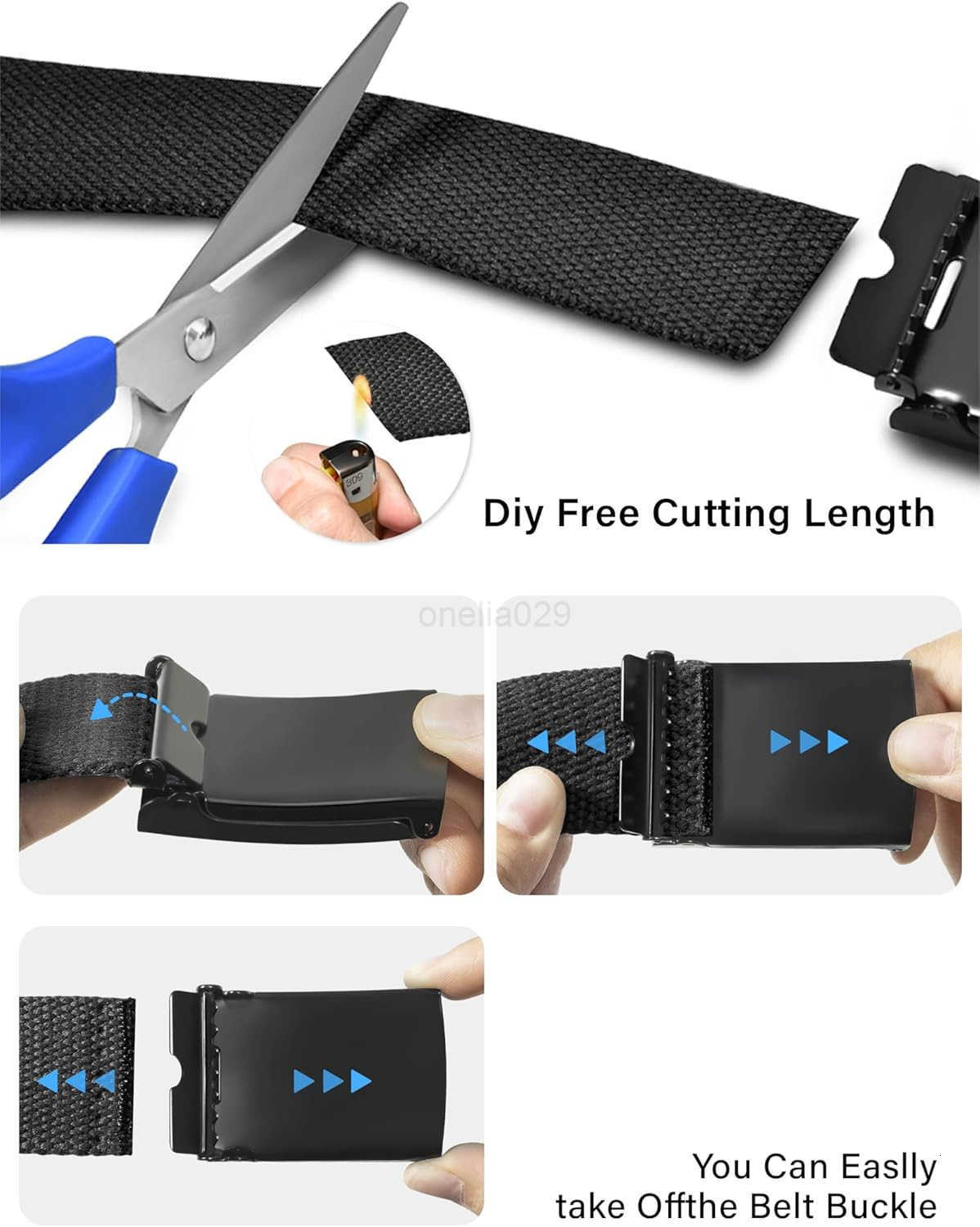 Mens BeltWork Belts for MenMens Holeless Adjustable Canvas Web Cloth Fabric BeltsBlack Casual Dress Business Belt W251010