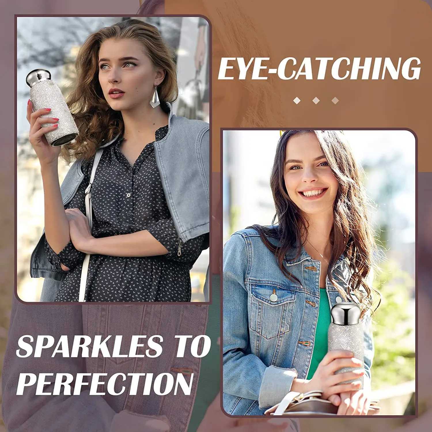 Rhinestone Water Bottle 260ML Diamond Insulated cups Luxurious Stainless Steel Thermos Mug LeakProof Water Cup for Coffee C251008