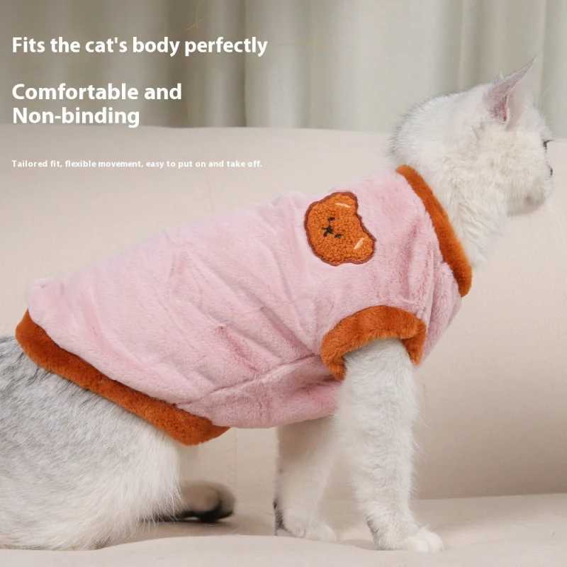 Winter Cat Apparel Plush Thermal Coat with Cute Embroidery Thickened Warm Clothing for Small Dogs Cozy Pet Outfit C251009