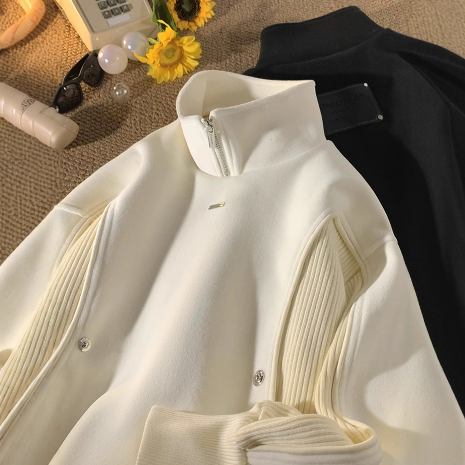Designer Shirt Sweatshirt For Men Autumn American Style Heavyweight Designer Hoodie Trendy Stand Collar Top Color-blocking Design Couple's Jacket