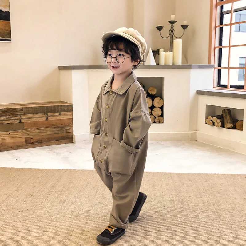 Children Long Sleeve Jumpsuit Baby Overall Pants Korean Fashion Kids Clothes 2024 Spring Boys Girls Toddlers Rompers Jumpsuits C251009
