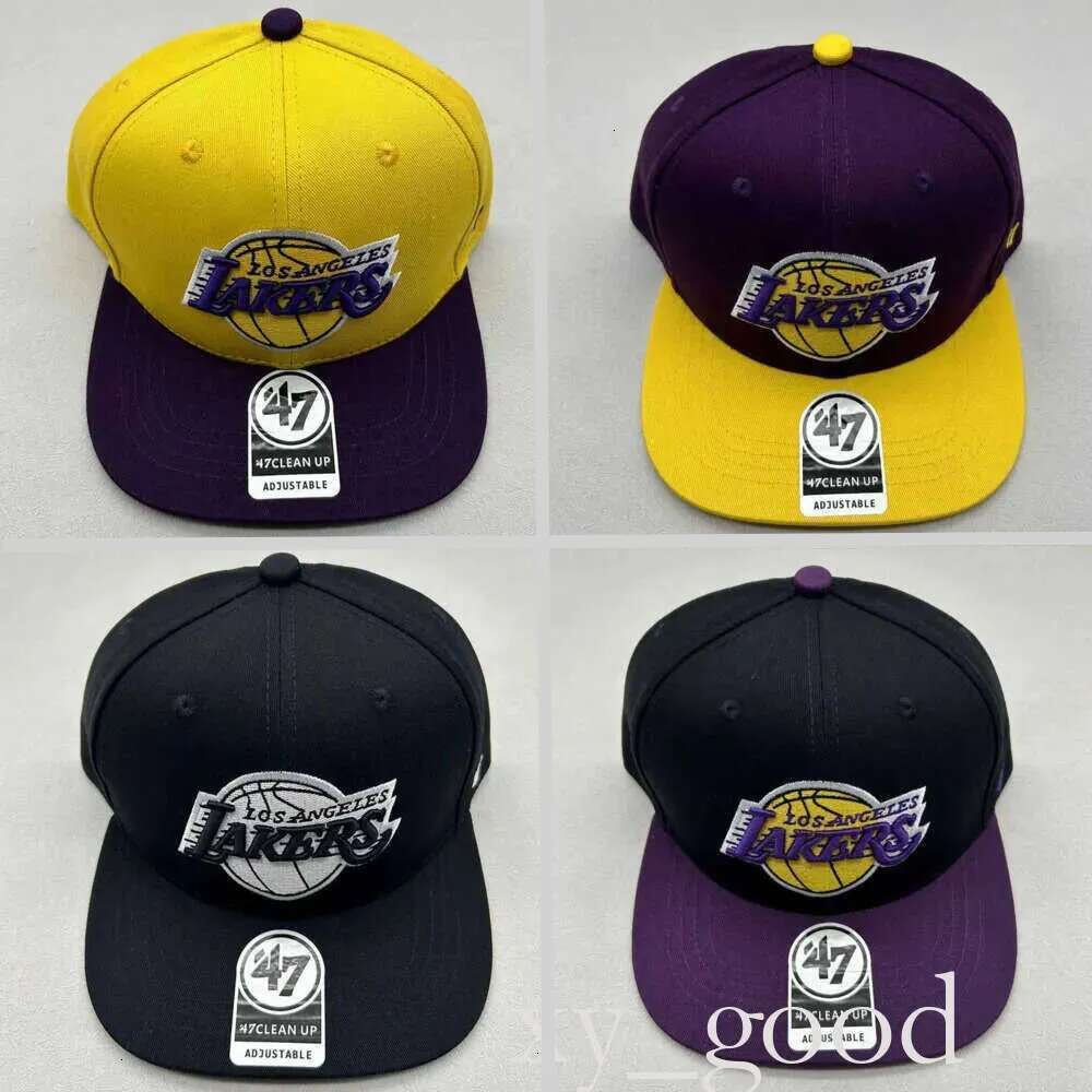 Ball Caps Flat Lakers team color blocked wide brimmed outdoor trendy mens sports big head circumference face enhancing small hat