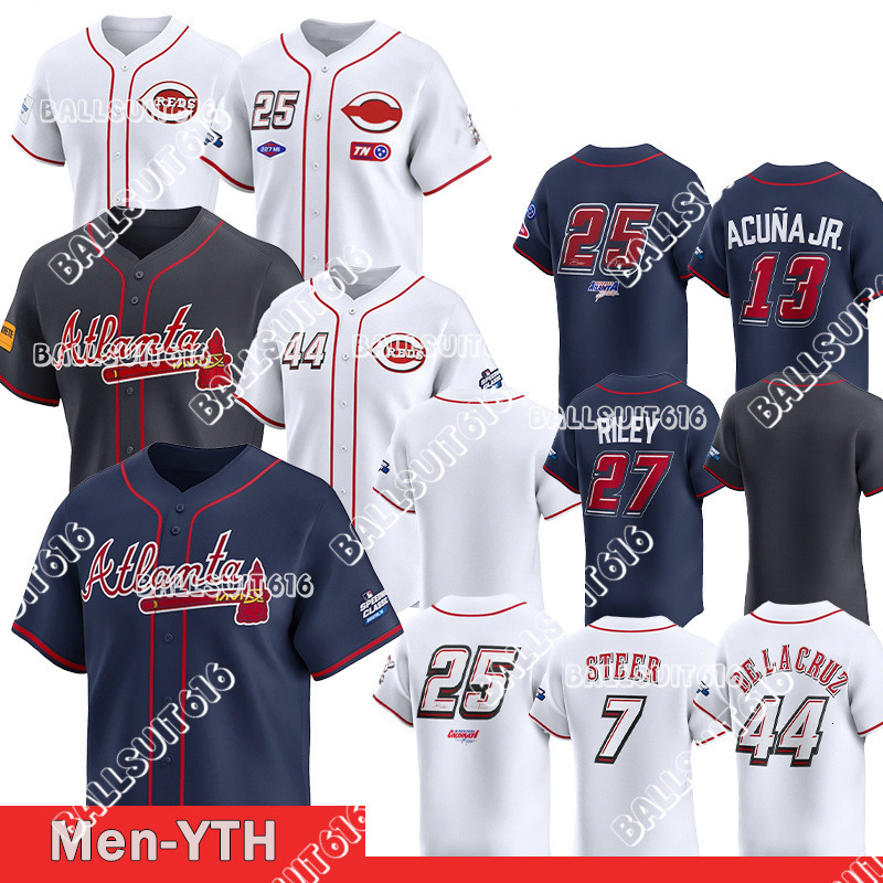 CincinnatiCity reds jersey Braves jersey 2025 Speedway Classics jersey Ronald Acuna Jr Ozzie Albies Austin Riley Elly De La Cruz Baseball jersey
