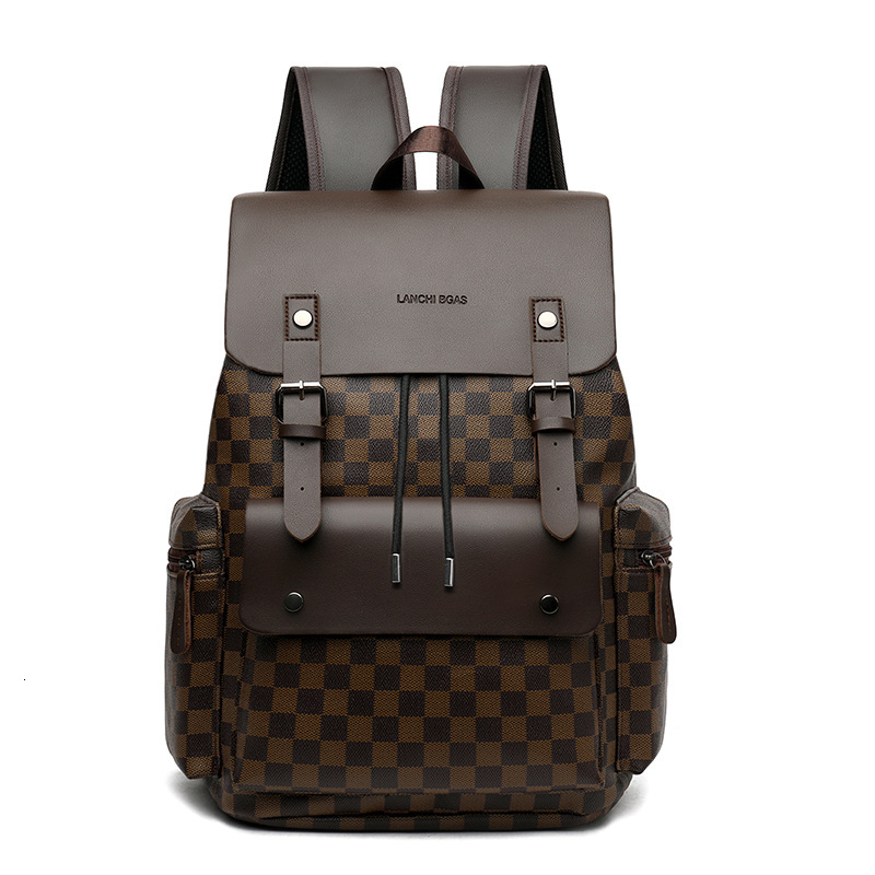 Men's Plaid Designer Bag Commuter Casual Backpack Large Capacity Business Travel Luxury Bag Work Laptop Bag
