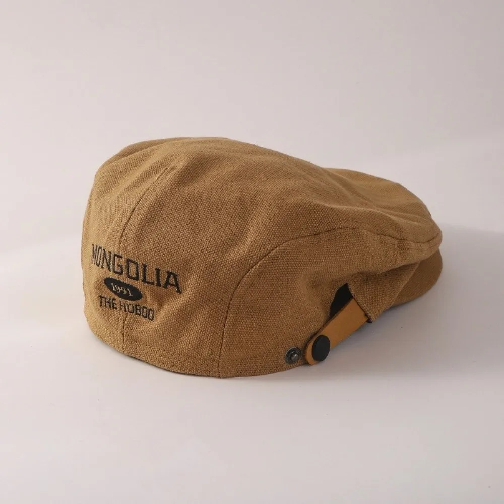 Vintage Cotton Letter Embroidery Beret Adjustable Flat Forward Hat Classic Y2k sboy Cap Streetwear 251008