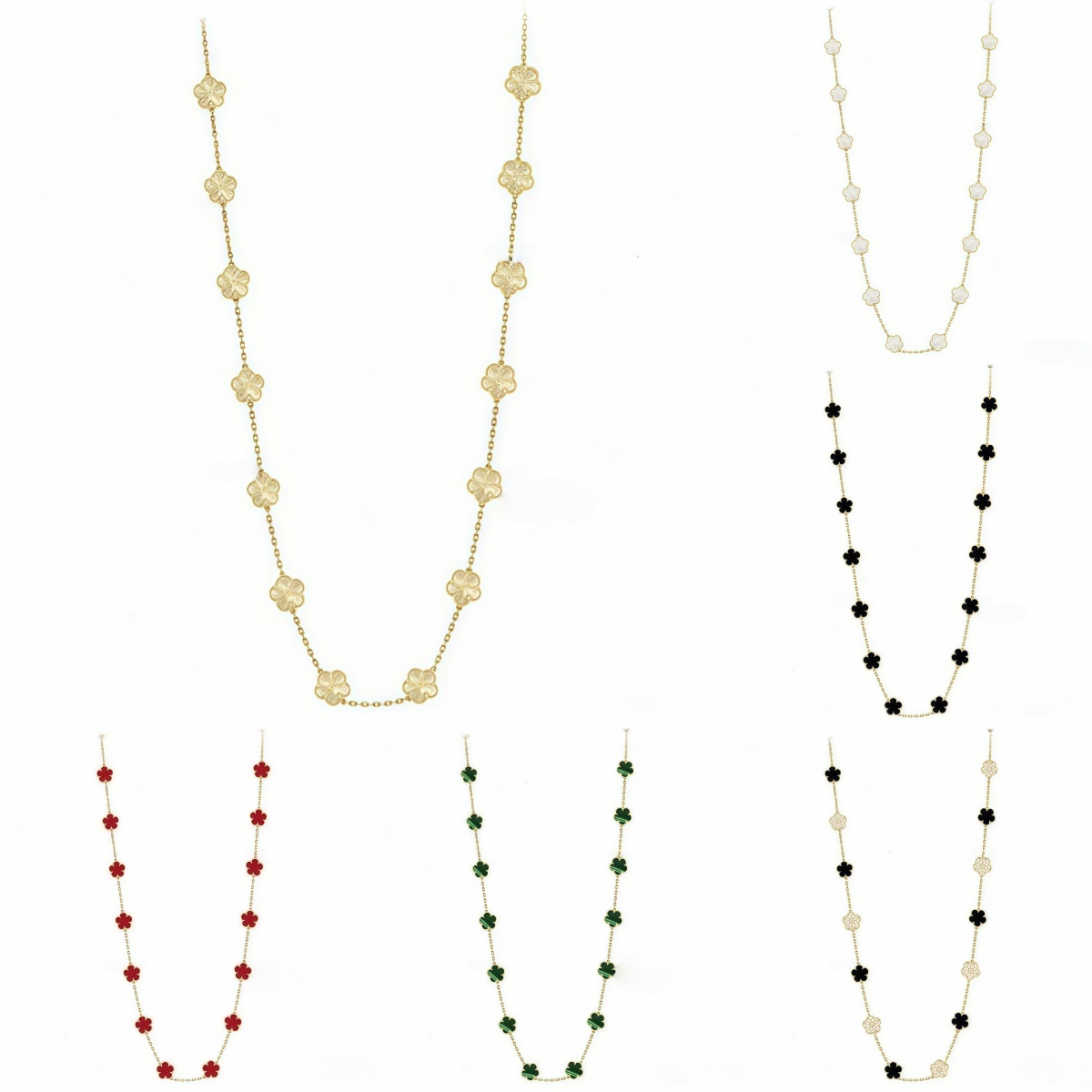 Sweater Chain Gold Clover Necklace Designer Necklace Silver Mother of Pearl Diamond Fashion Charm Wedding Gift Party New Women 20 Flower Necklaces Luxury jewelry