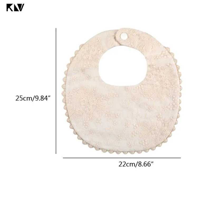 1pc Embroidery Floral Baby Bib Adjustable Button Newborn Feeding Drooling Burp Cloths Kids Cotton Saliva Towel Bibs Baby ItemsJ251009