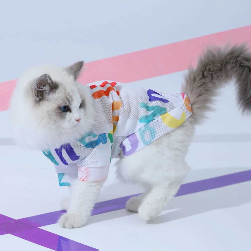 HOOPET Summer Male Cat Kitten Summer Vest Cat Pet Antihair Loss Cat Clothes Thin Puppet kitten Blue Cat C251009