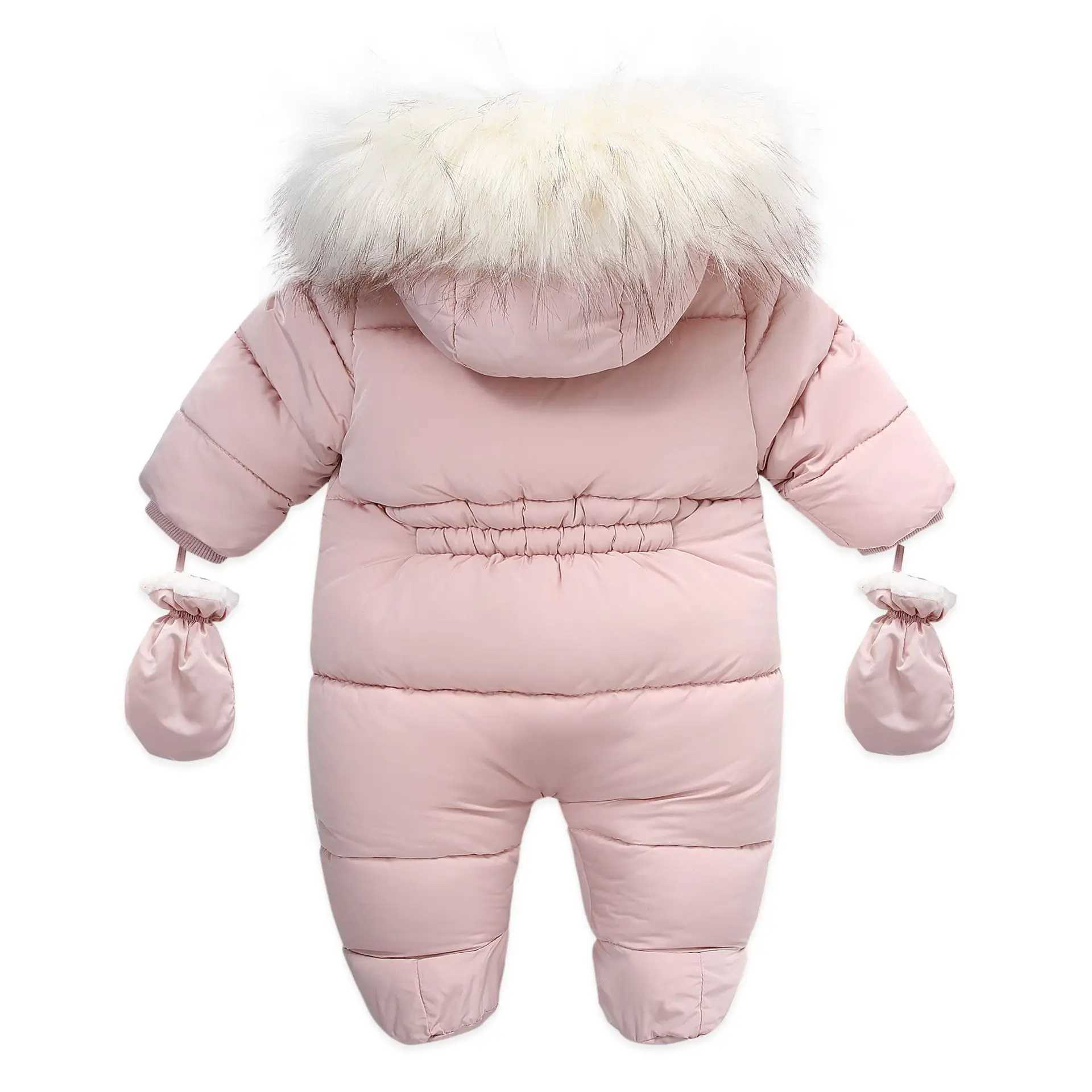 2024 New Winter Baby Rompers Thick Warm Infant Hooded Inside Fleece Jumpsuit Newborn Boy Girl Overalls Toddler Clothing Set C251009